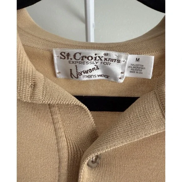 St Croix For Norman's Mens Medium Short Sleeve Collared Preppy VINTAGE - Picture 2 of 3